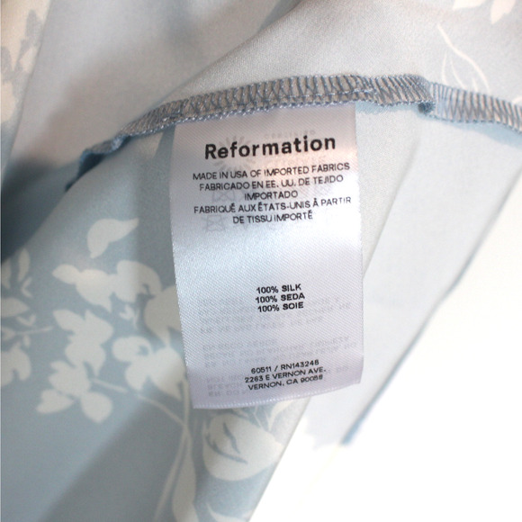 Reformation Vivi Silk Maxi Dress NEW Aliso Blue Floral Bandeau Halter Satin Sz 2 - Picture 8 of 8